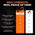 Advertisement for a driveway security system with features listed on an orange background.